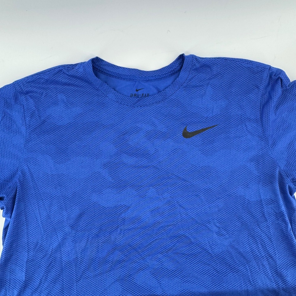 Nike Dri-FIT Shirt Mens XL Blue Tonal Camo‎ Textured Short Sleeve Training Tee